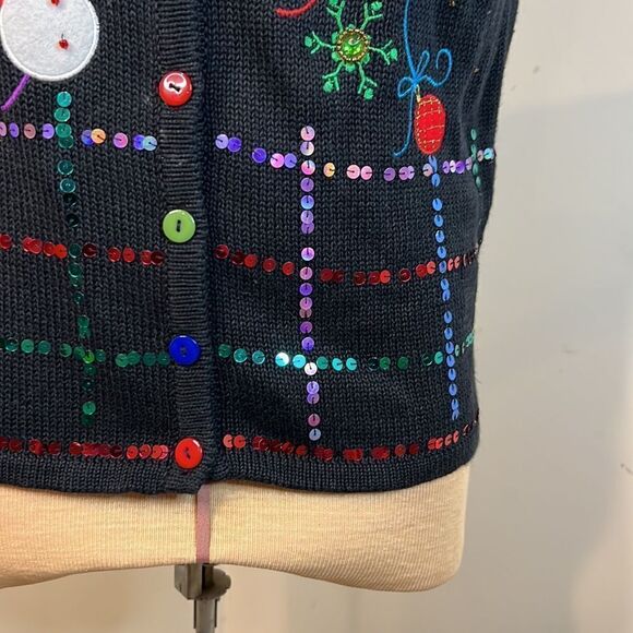 Kim Rogers Sequin and Beaded Embroidered Holiday Sweater Vest - Size Small - Picture 5 of 10